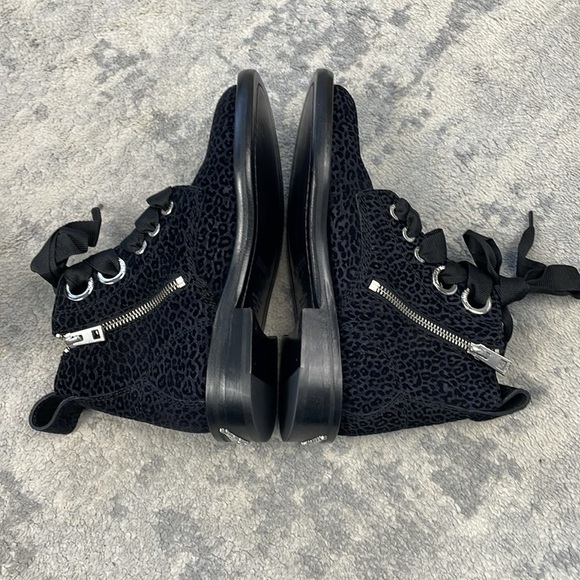 NIB Zadig & Voltaire Laureen Leopard Suede Lace Up Ankle Boots Ink Black Sz 36 - Picture 11 of 15